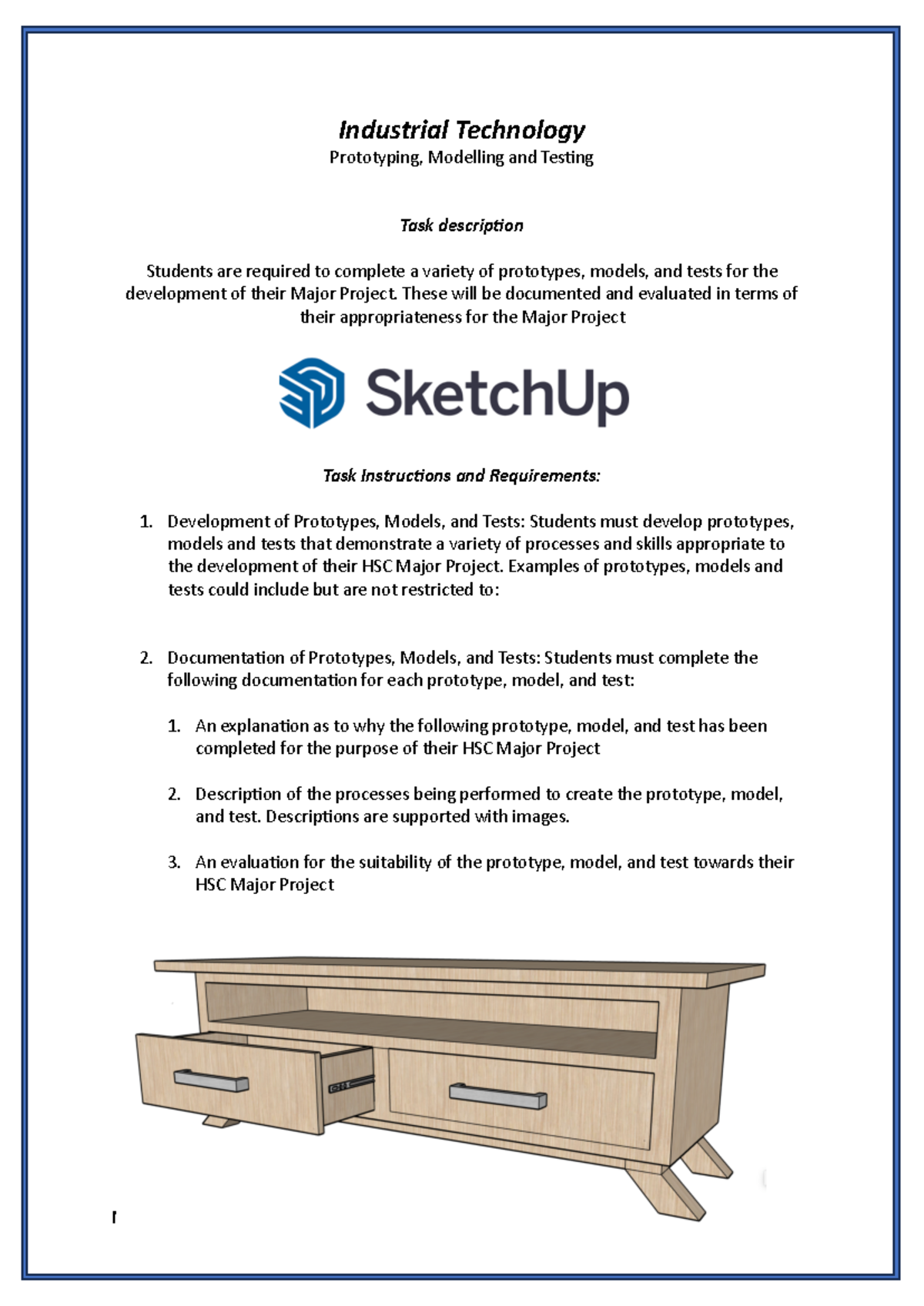HSC Major Project: Prototyping & Modelling with SketchUp - Studocu