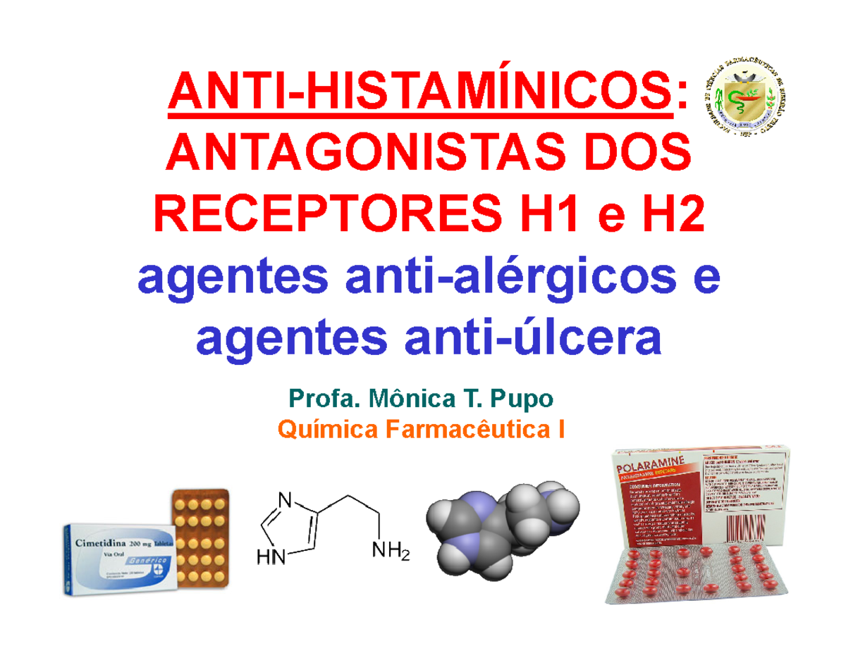 Anti-histamínicos H1 e H2: Mecanismos e Agentes Terapêuticos - Studocu