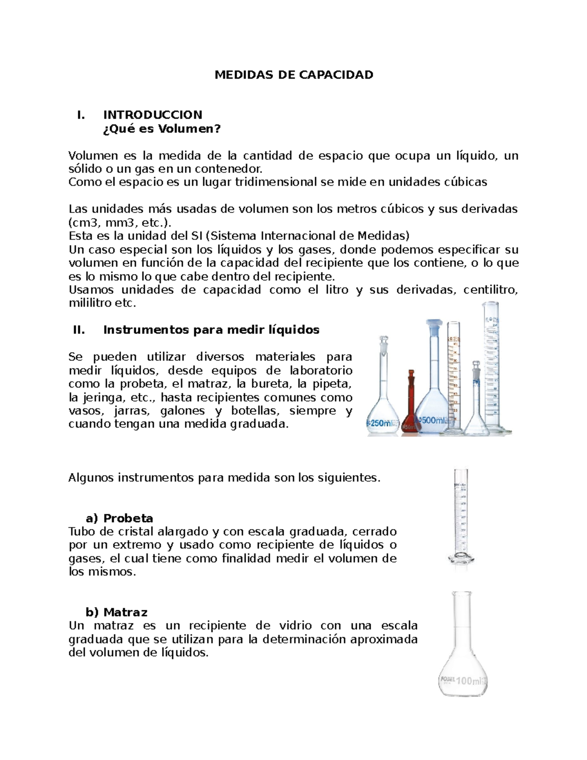 Medidas de Capacidad: Volumen y Instrumentos de Medición - Studocu