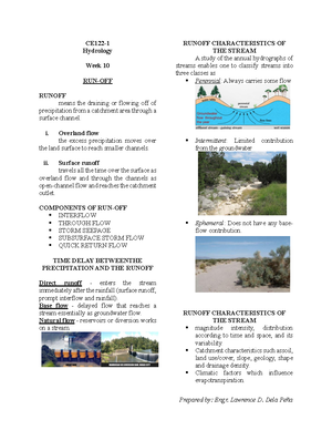 WEEK 07 Handout - tf tf tf fuygiugiugij - CE122- 1 Hydrology Week 7 ...