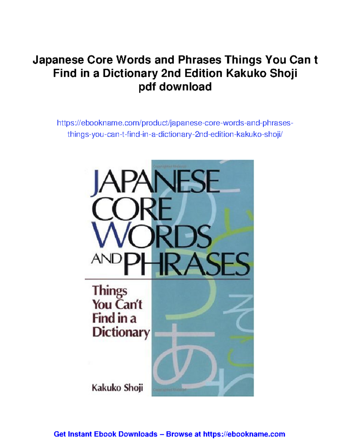 Japanese Core Words and Phrases: Unique Expressions Uncovered - Studocu