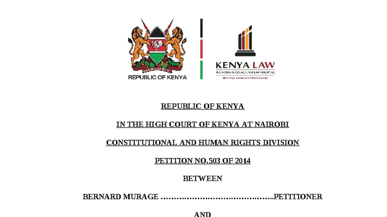Bernard Murage v Fineserve Africa Ltd & Others: Constitutional Petition ...