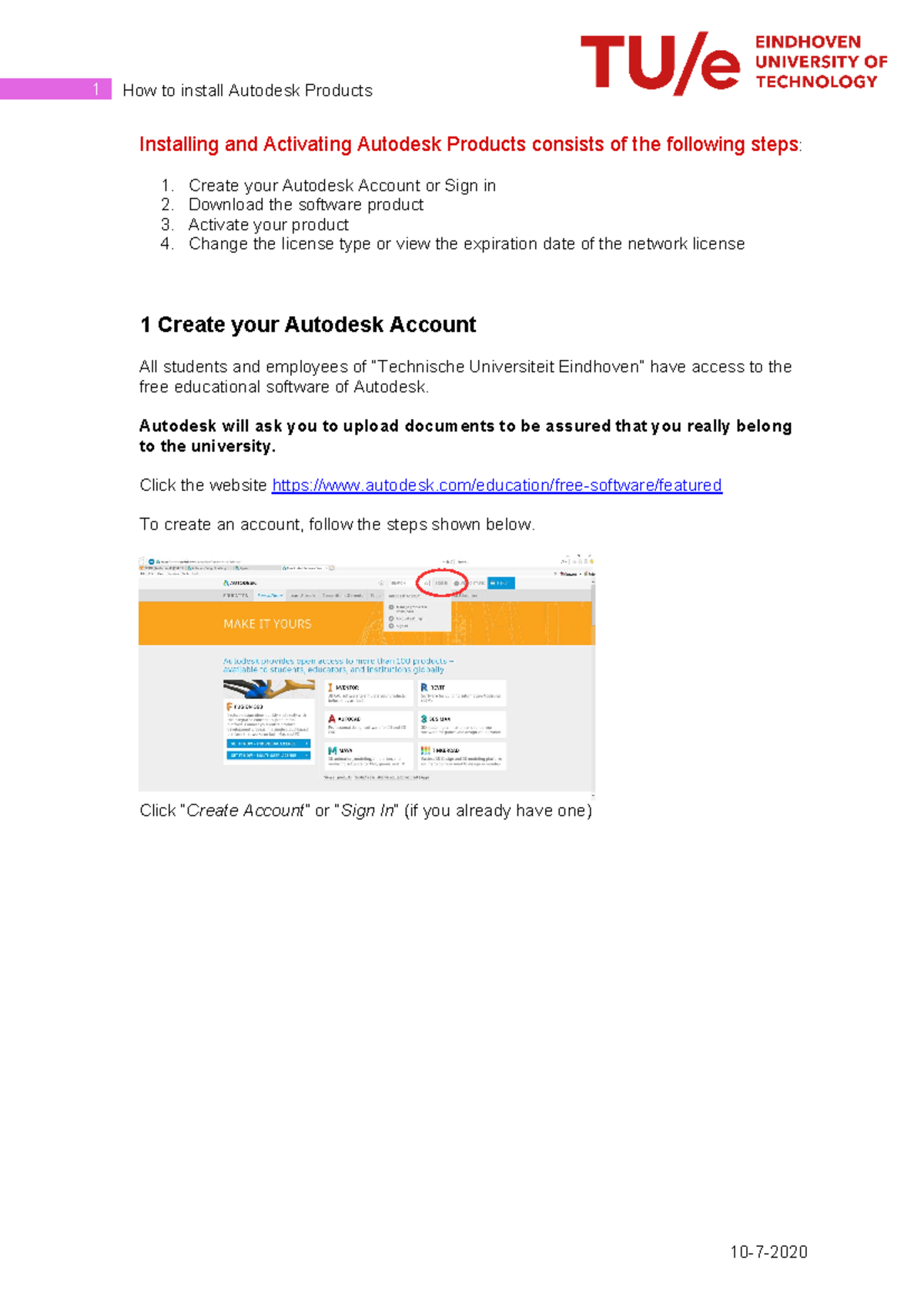 Autodesk Installation Guide v2: Steps for Students at TU Eindhoven ...