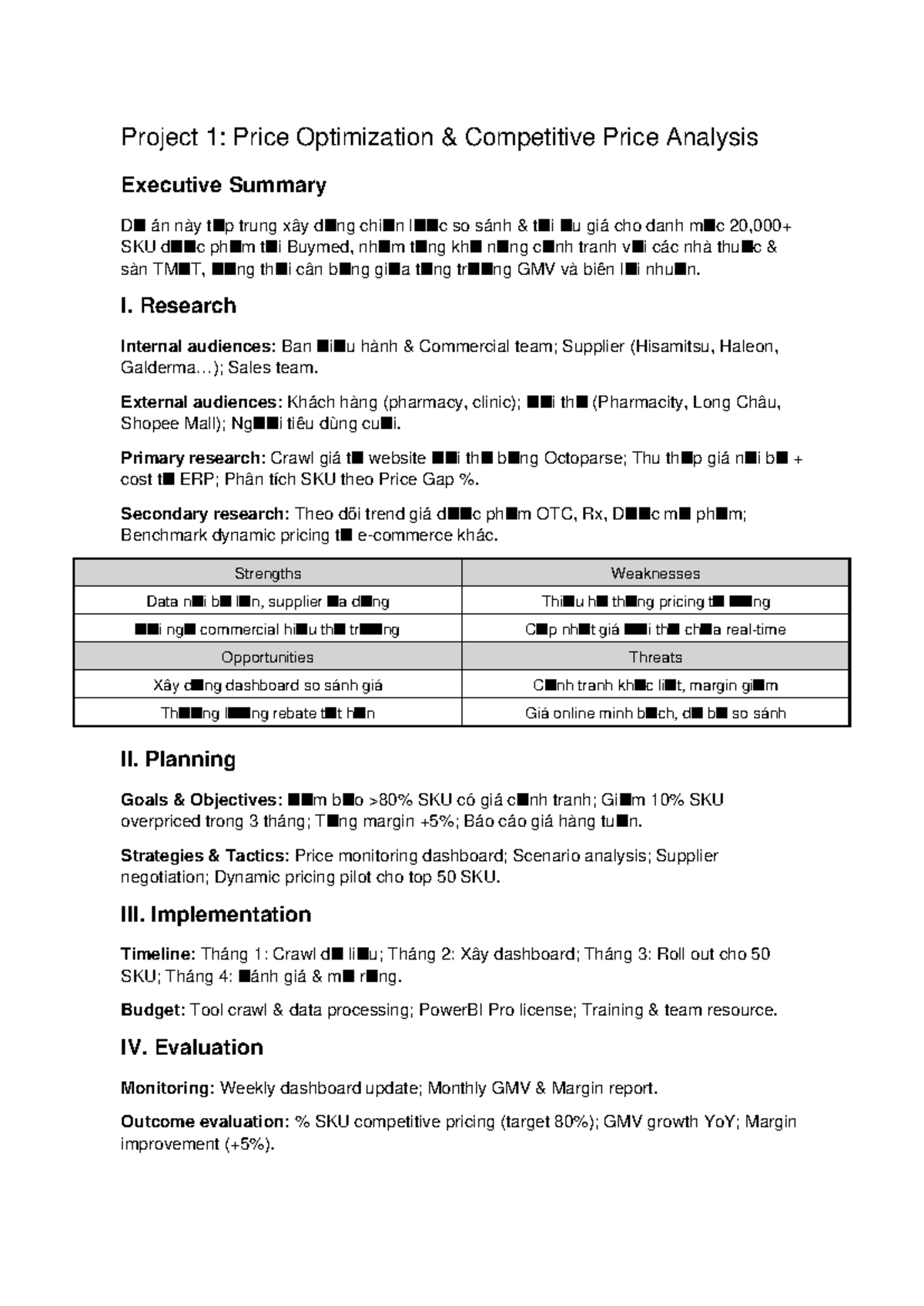 Project 1: Price Optimization & Competitive Analysis Report - Studocu