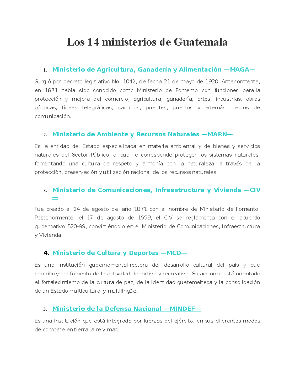 Los 14 ministerios de Guatemala - Los 14 ministerios de Guatemala 1 ...