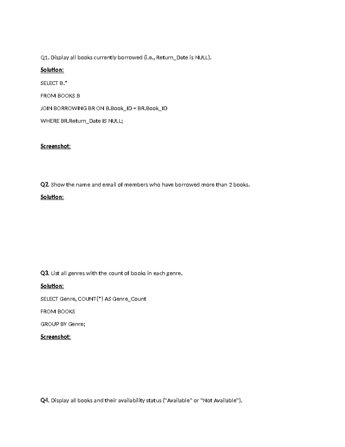 CS405 Assignment Solutions: SQL Queries for Book Management - Studocu