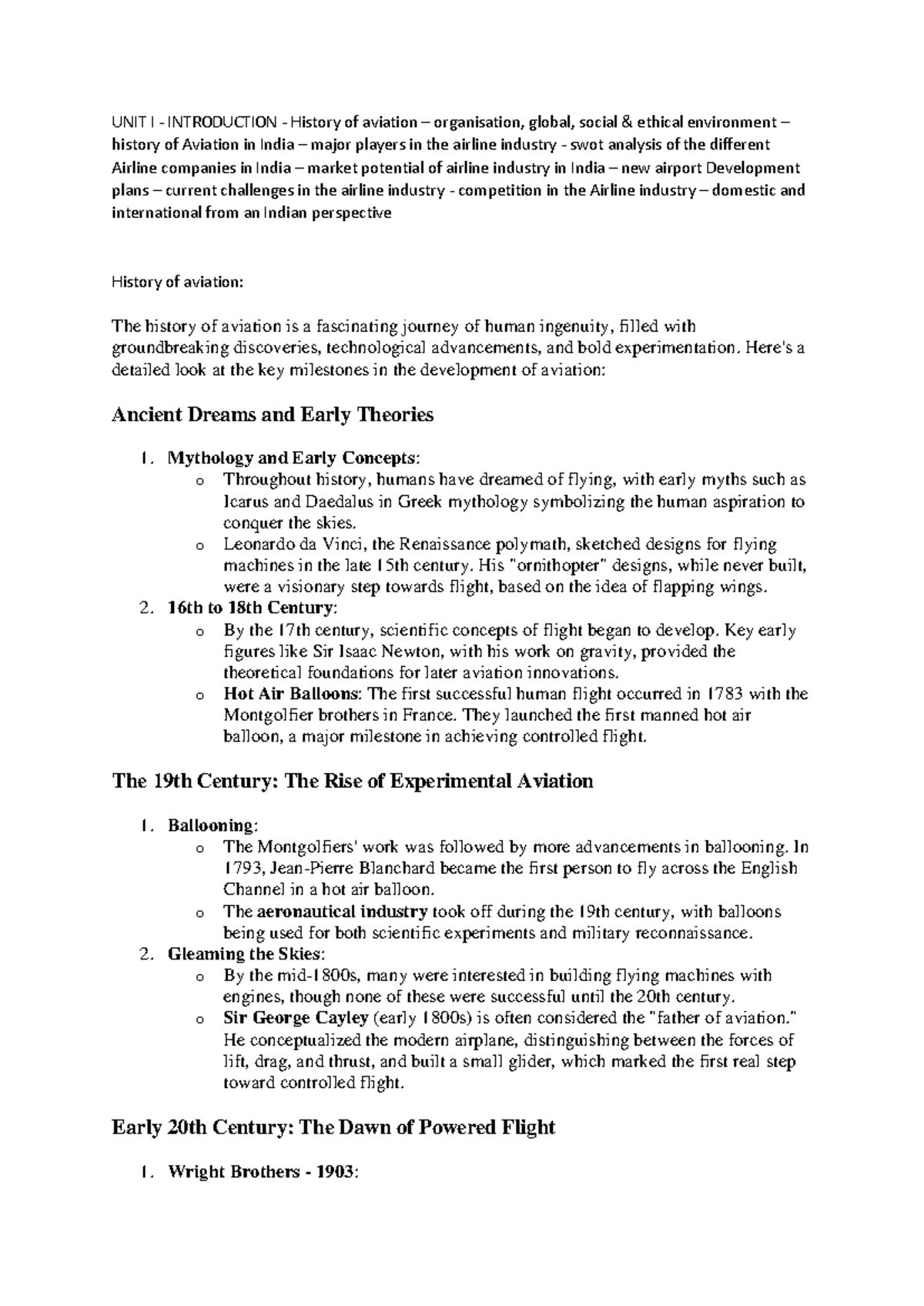 Aviation Management (Course Code: AM101) - Comprehensive Overview and ...
