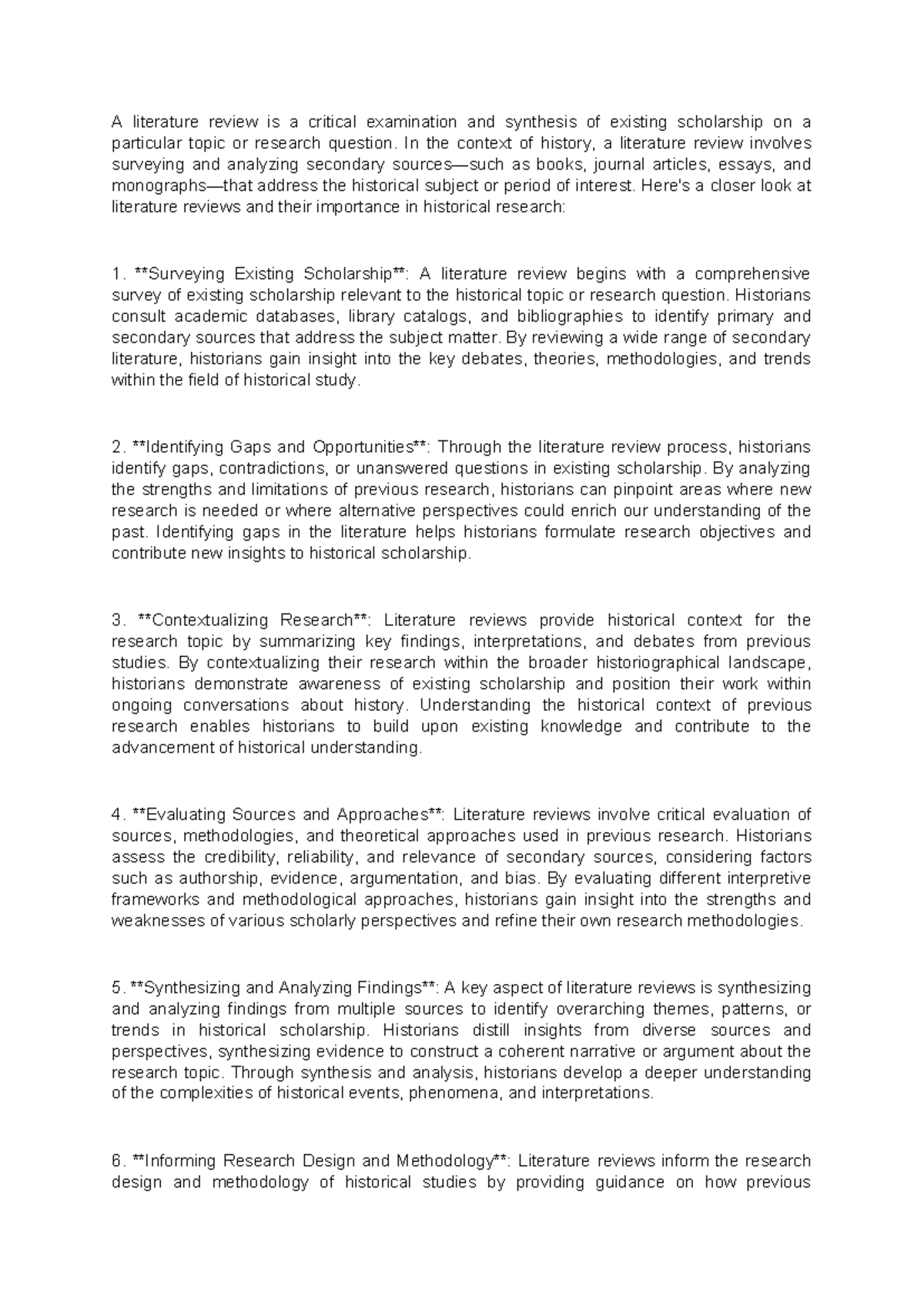 Literature review in historical research: key insights and ...