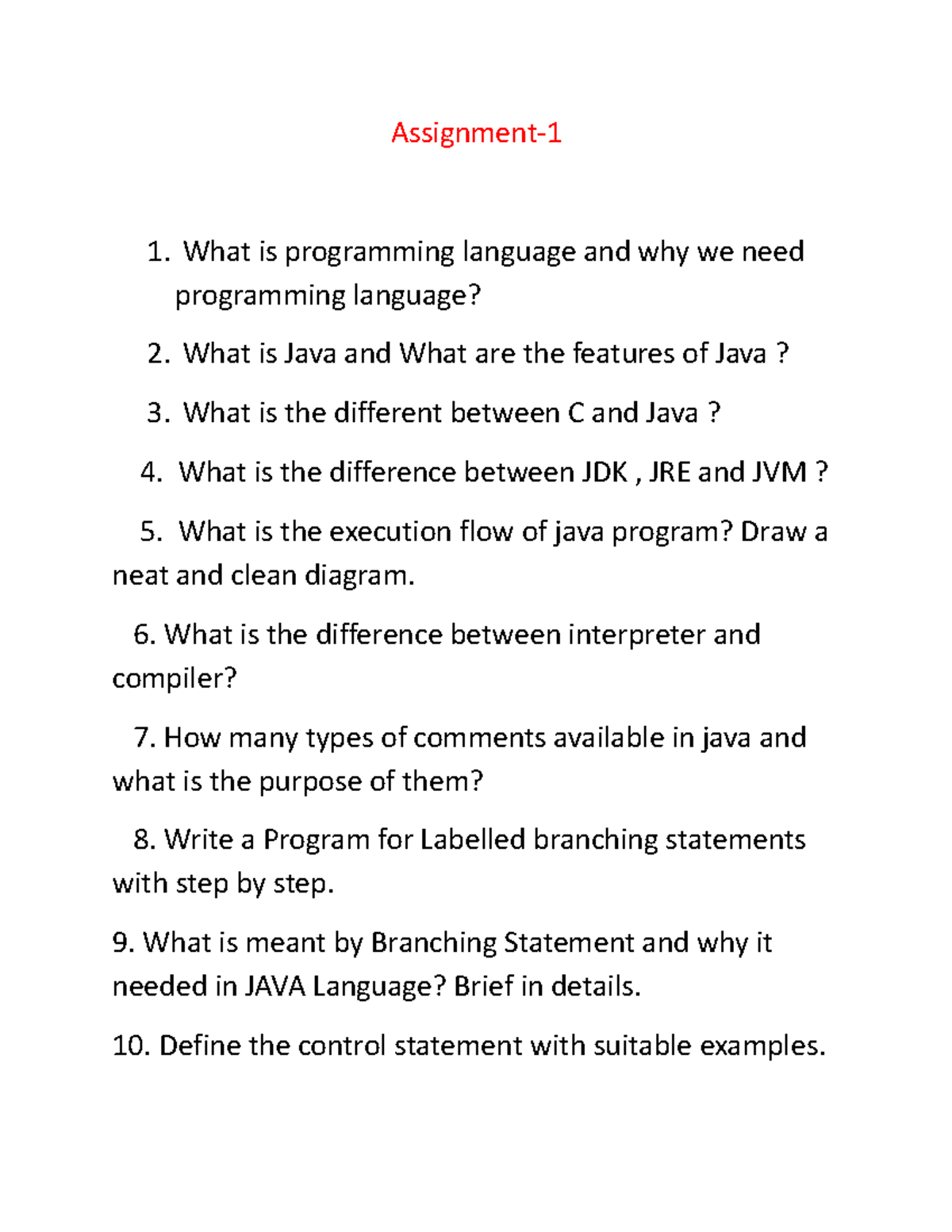 Java Programming Assignment 1: Concepts & Features Explained - Studocu