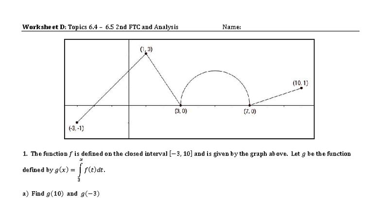 Worksheet D: Topics 6.4 & 6.5 - 2nd FTC & Analysis - Studocu