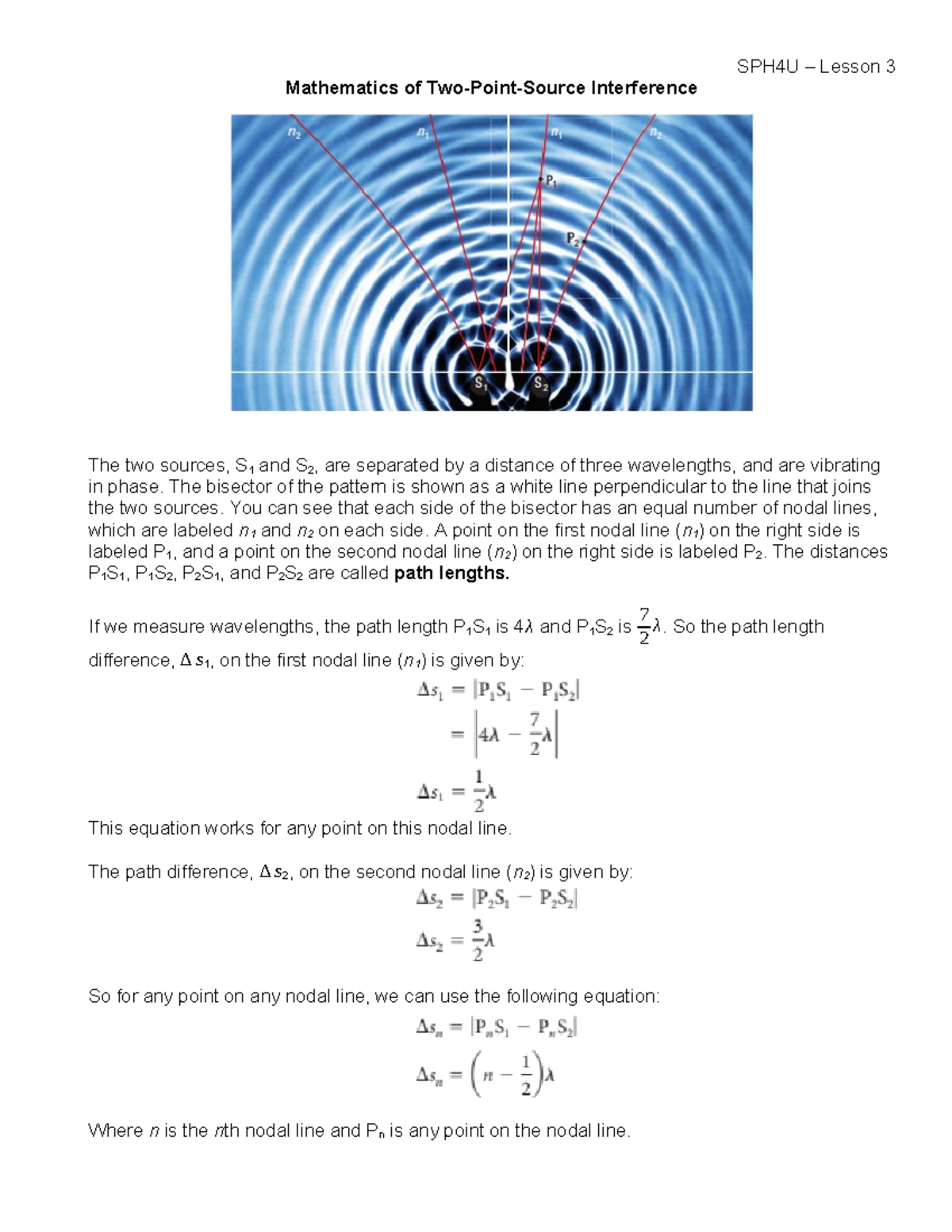 SPH4U – Lesson 3: Interference & Wavelength Math Concepts - Studocu