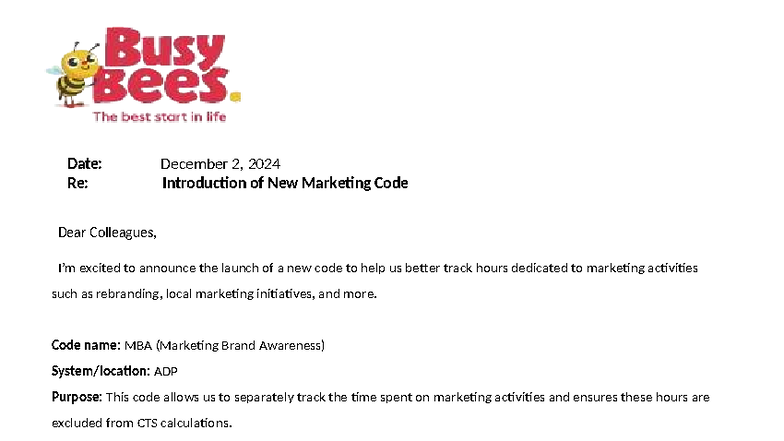 MBA Code Introduction for Marketing Activities Tracking - Studocu