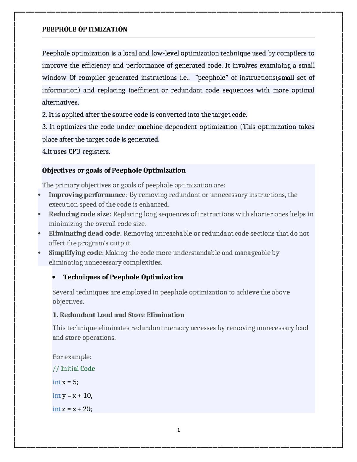 PEEPHOLE OPTIMIZATION IN COMPILER DESIGN: A Comprehensive Overview ...