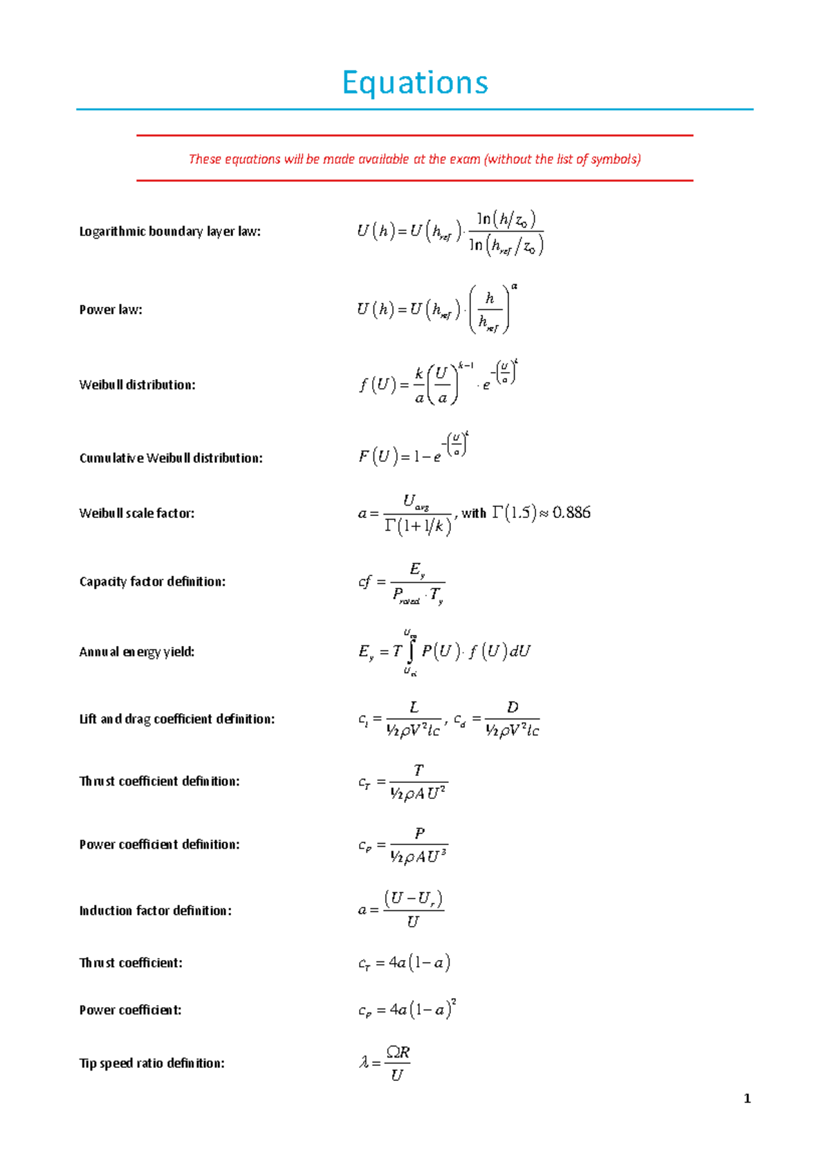 Equations for Exam Prep in MECH 101: Key Concepts and Formulas ...