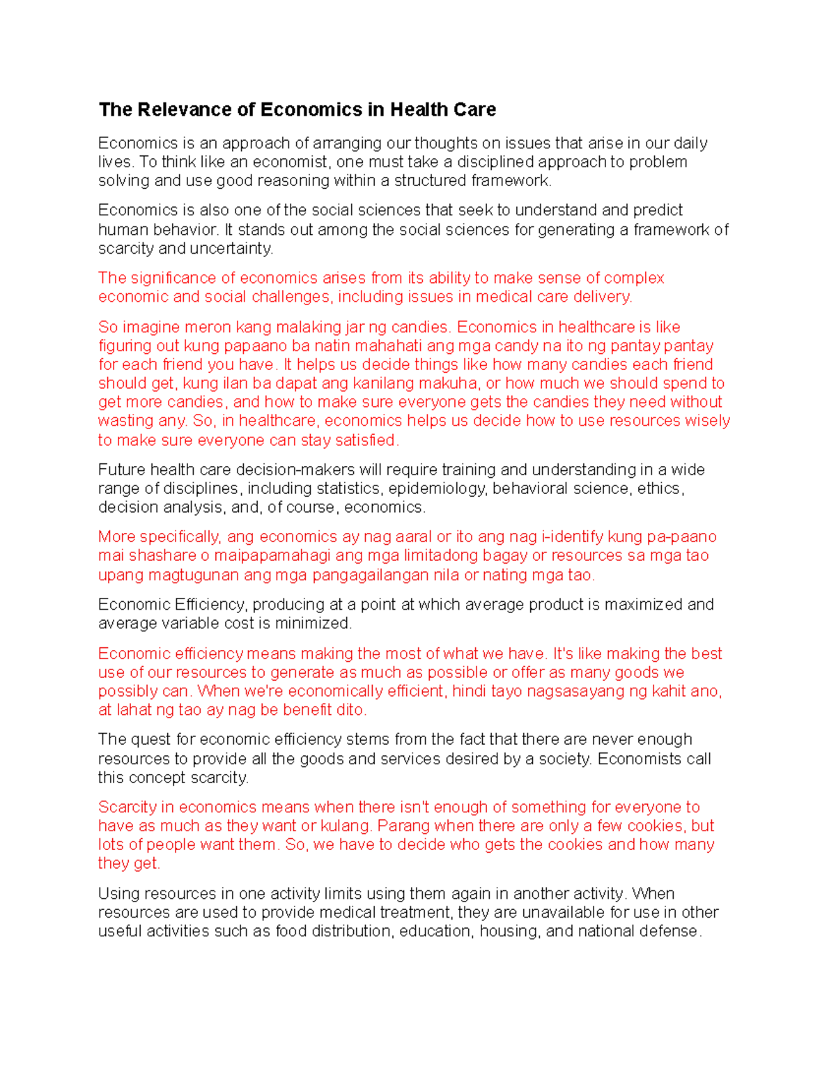 The Relevance of Economics in Health Care - The Relevance of Economics ...