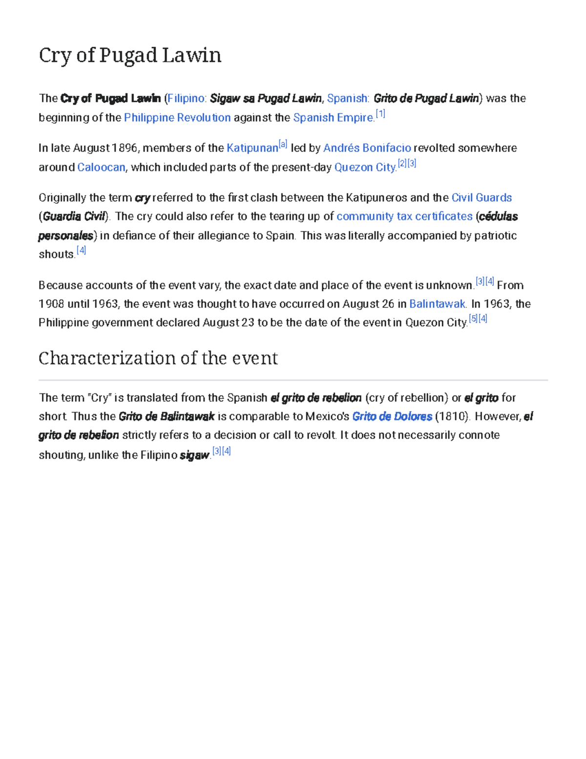 Cry of Pugad Lawin - Wikipedia - Cry of Pugad Lawin The Cry of Pugad ...