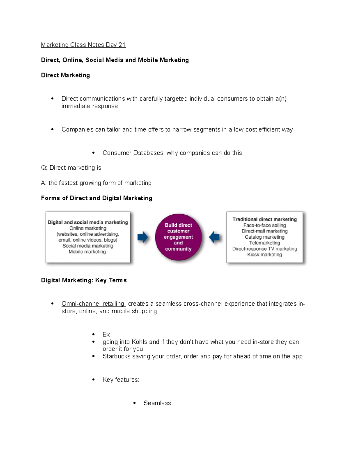 Marketing Class Notes Day 21 - Direct, Online, Social Media and Mobile ...