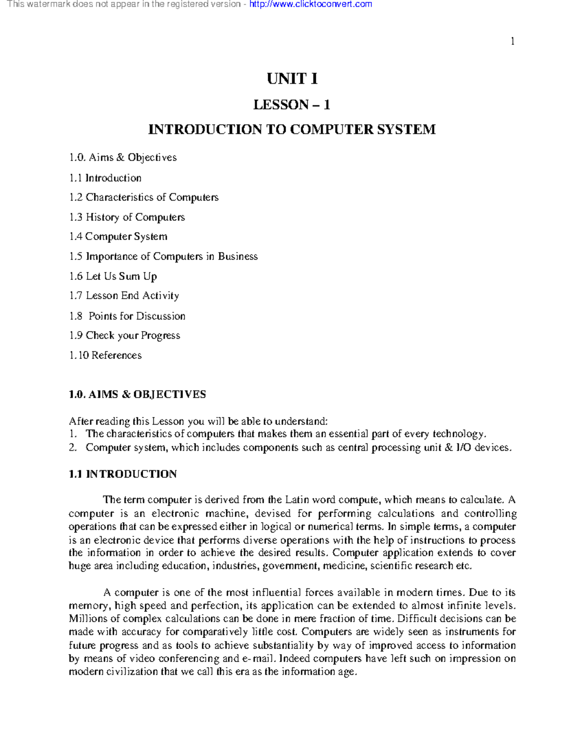 Introduction to Computer Systems - Unit I Lessons (CSD101) - Studocu