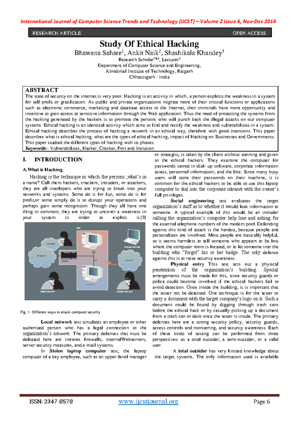 Ethical Hacking Study: Insights & Impacts (IJCST V2I6P2) - Studocu