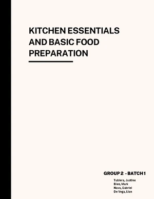 Culinary Fundamentals: Kitchen Essentials Reviewer (Course Code: CUL101 ...