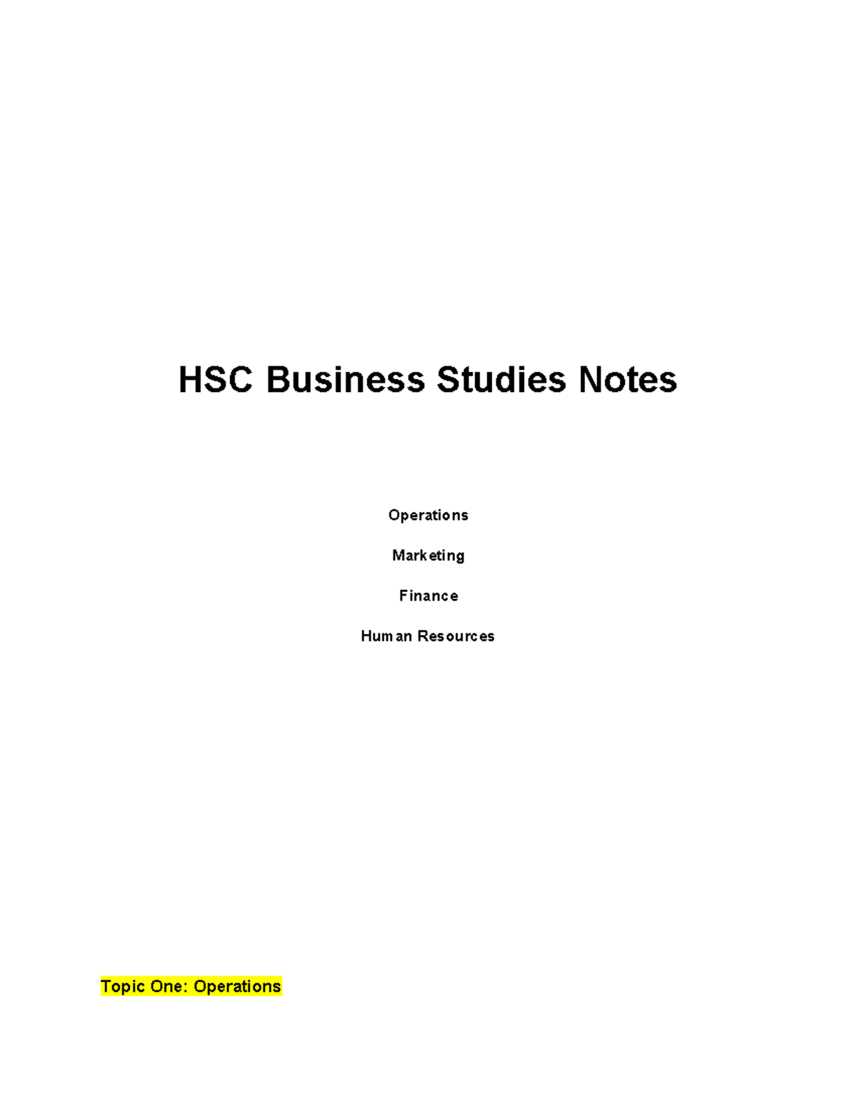 HSC Business Studies: Comprehensive Operations Management Notes - Studocu