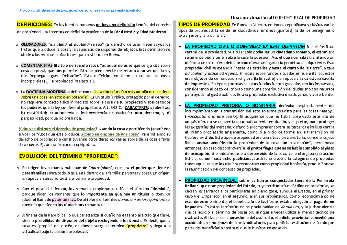 Diagrama LA Propiedad. Concepto - Una aproximación al DERECHO REAL DE ...