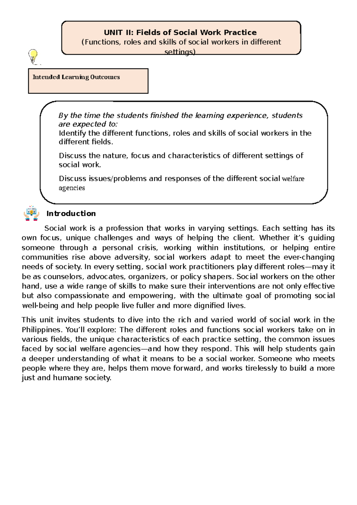 Child Welfare and Social Work Practices in the Philippines (SWK 101 ...