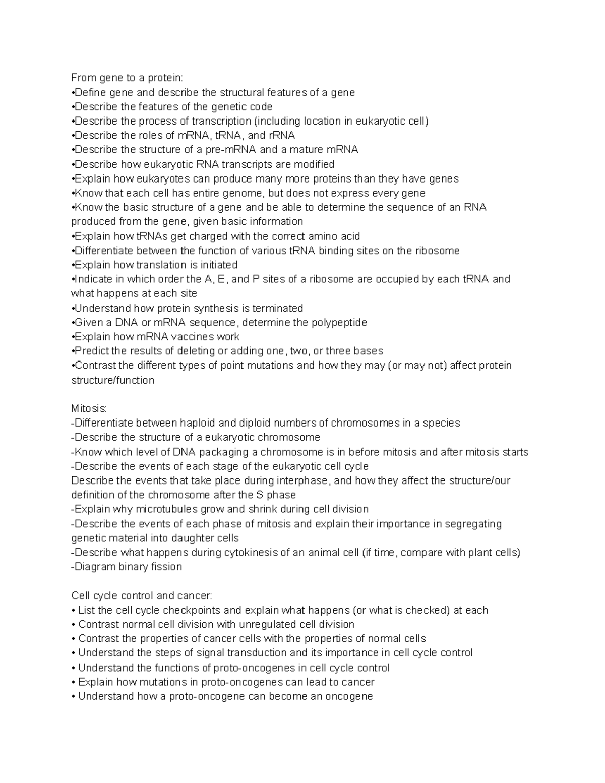 Bio 101 Exam 2 Notes: Key Concepts in Genetics & Cell Biology - Studocu