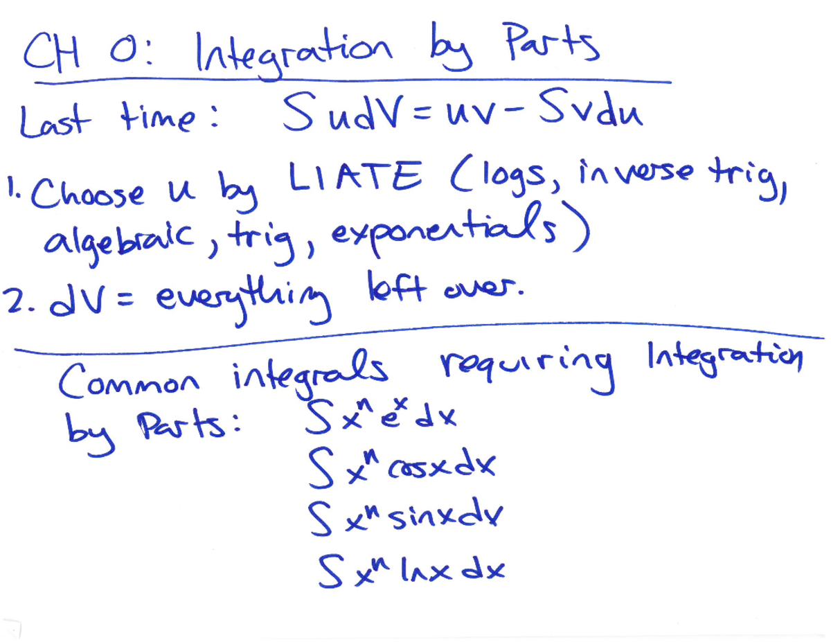 CH O: Lecture 3 - Integration by Parts & Arc Length Concepts - Studocu