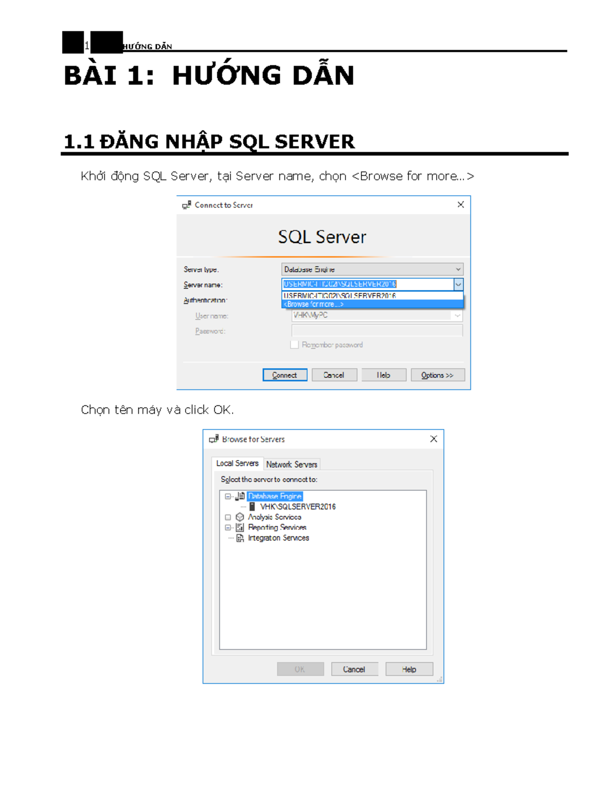 HƯỚNG DẪN THỰC HÀNH BUỔI 1: SQL SERVER VÀ CÁC THAO TÁC CƠ BẢN - Studocu