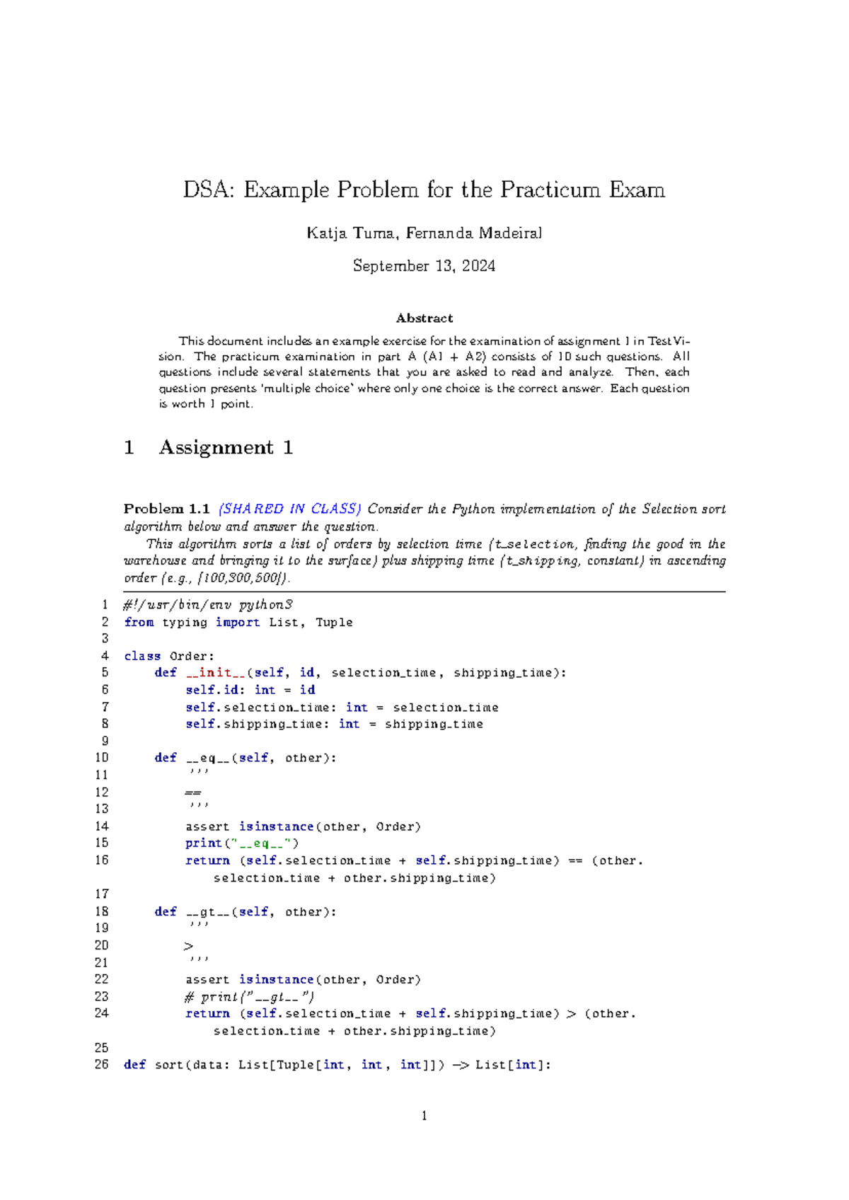 DSA Practicum Exam: Example Problem on Selection Sort Implementation ...