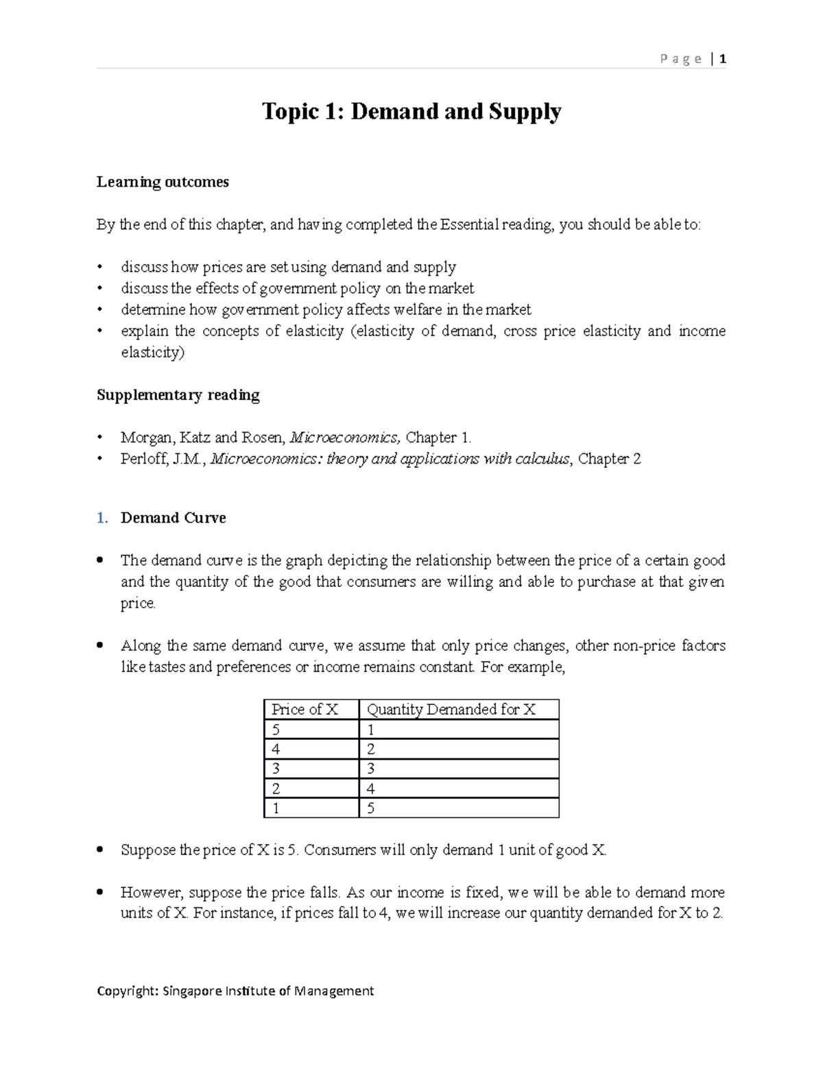 Topic 1: Demand & Supply - Key Concepts and Analysis - Studocu