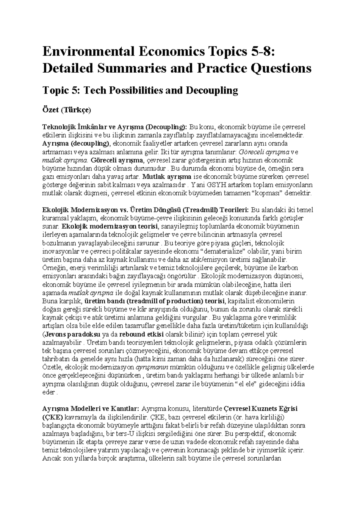 Environmental Economics Topics: Tech Possibilities & Decoupling (T5 ...