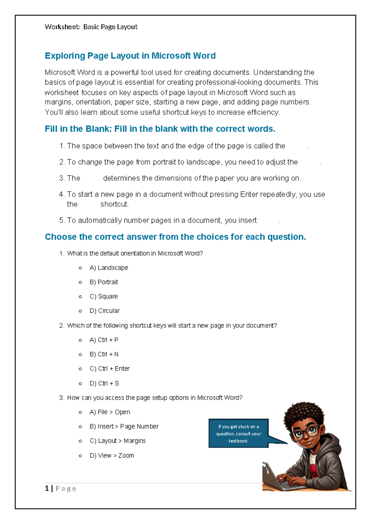 2026 CAT 10 Worksheet: Basic Page Layout in MS Word - Studocu