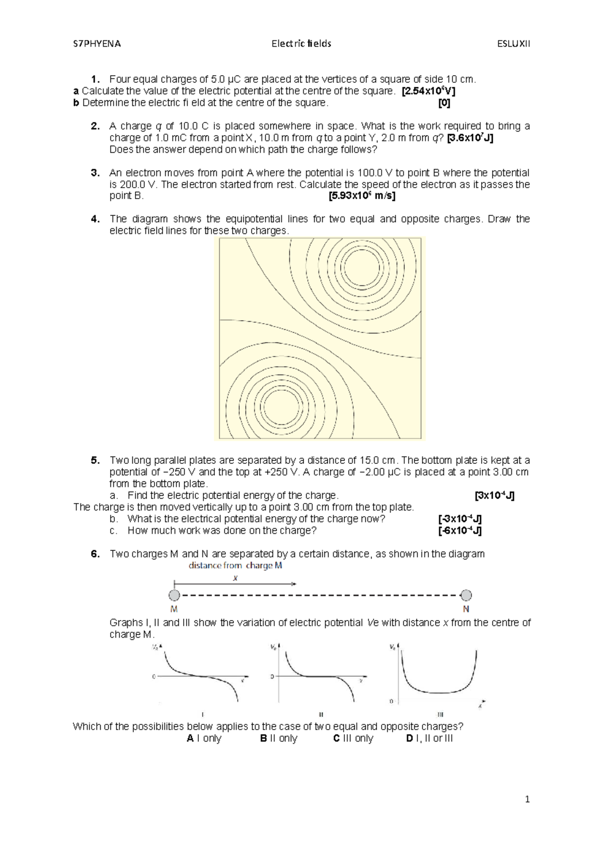 S7PHYENA Electric Fields - Mr. Tzanoukakis Lecture Notes - Studocu