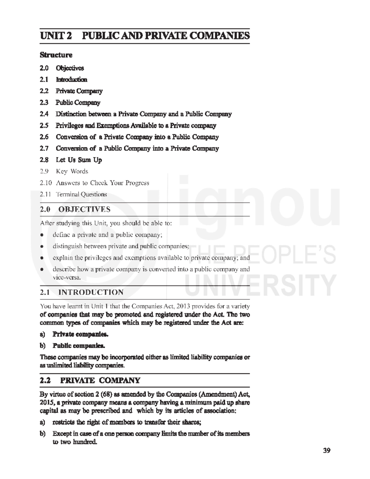 Company Law Unit 2: Key Concepts and Principles Overview - Studocu
