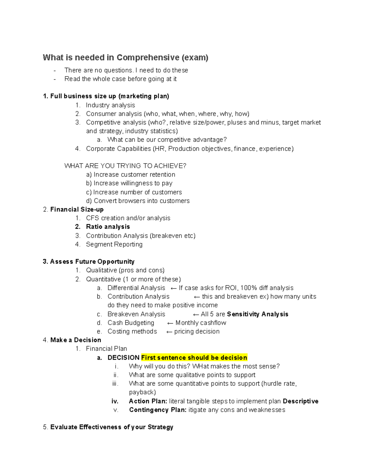 2257 Comprehensive Exam Study Notes: Business Analysis & Strategy - Studocu