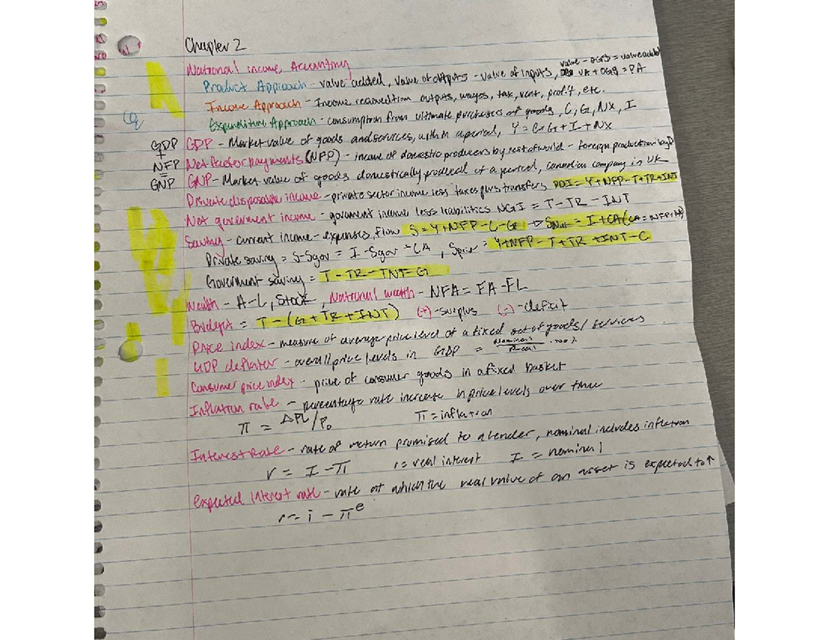 Chapter 2 Notes: National Income Accounting Approaches and Concepts ...