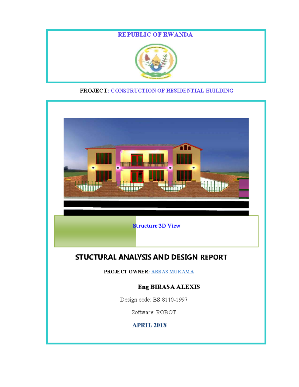 Rwanda Project: Structural Analysis & Design Report (BS) - Studocu