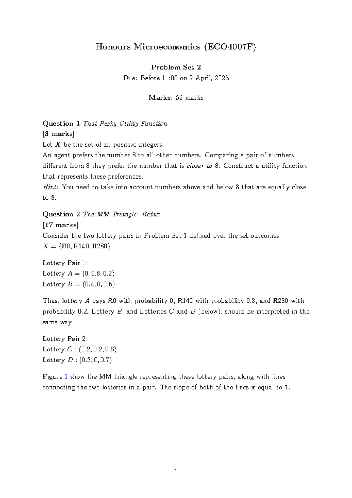 ECO4007F 2025 problem set 2 - Honours Microeconomics (ECO4007F) Problem ...