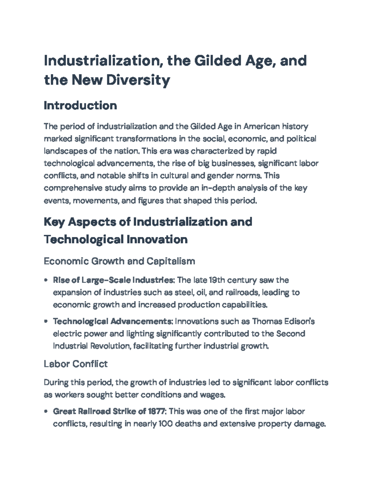 Industrialization and Labor Movements in the Gilded Age (HIST 101 ...