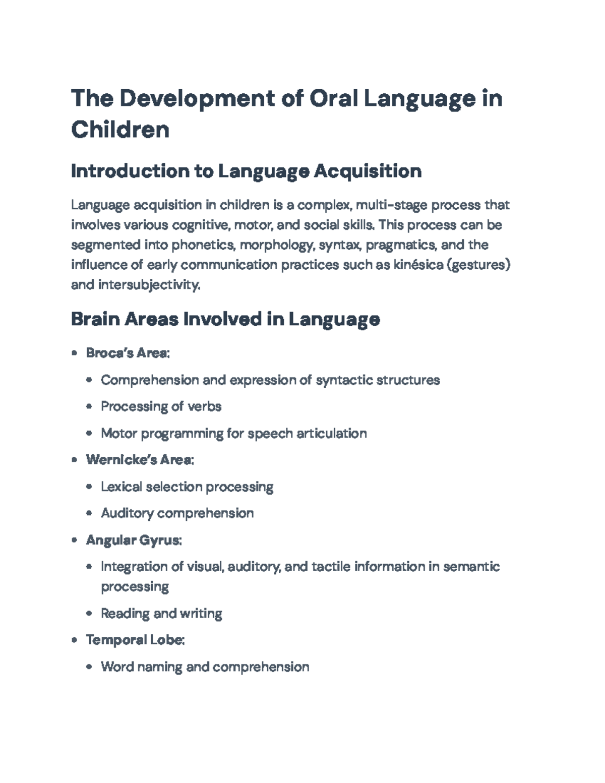 Developmental Stages of Language Acquisition in Children: A ...