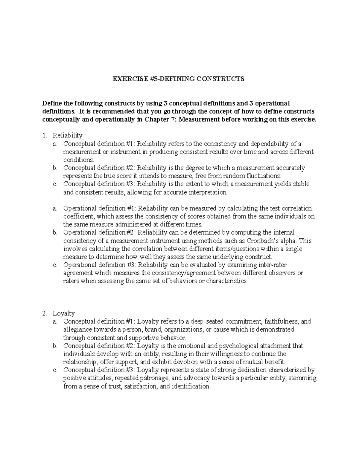 Exercise #5: Defining Constructs - Conceptual & Operational Definitions ...
