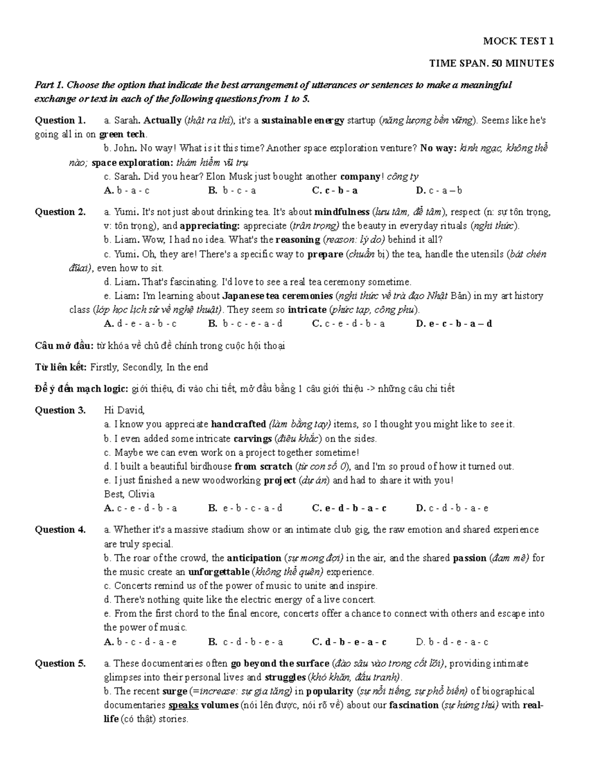 MOCK TEST 1 - Practice Material for Exam Preparation - Studocu