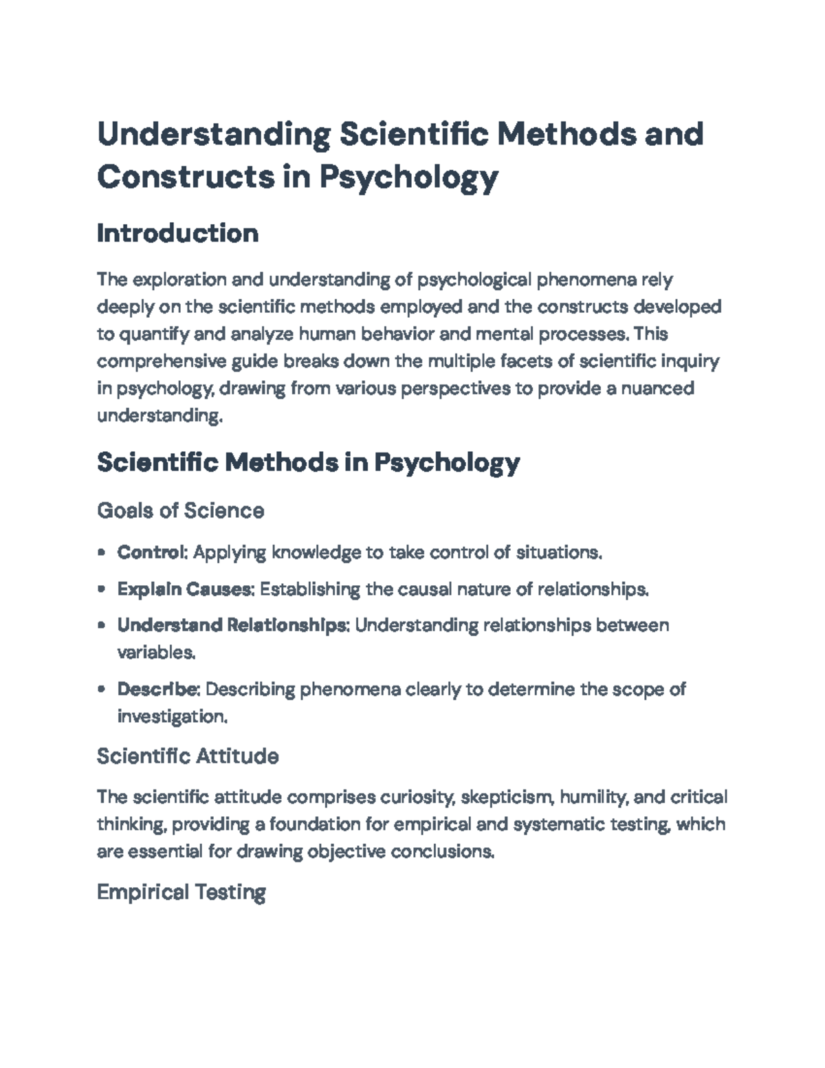 Understanding Scientific Methods and Constructs in Psychology (PSY 101 ...