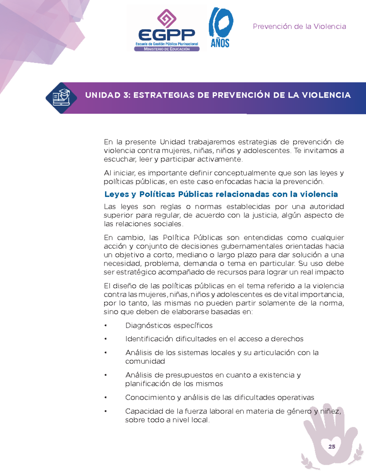 Unidad 3: Estrategias de Prevención de la Violencia en Mujeres, NNA ...