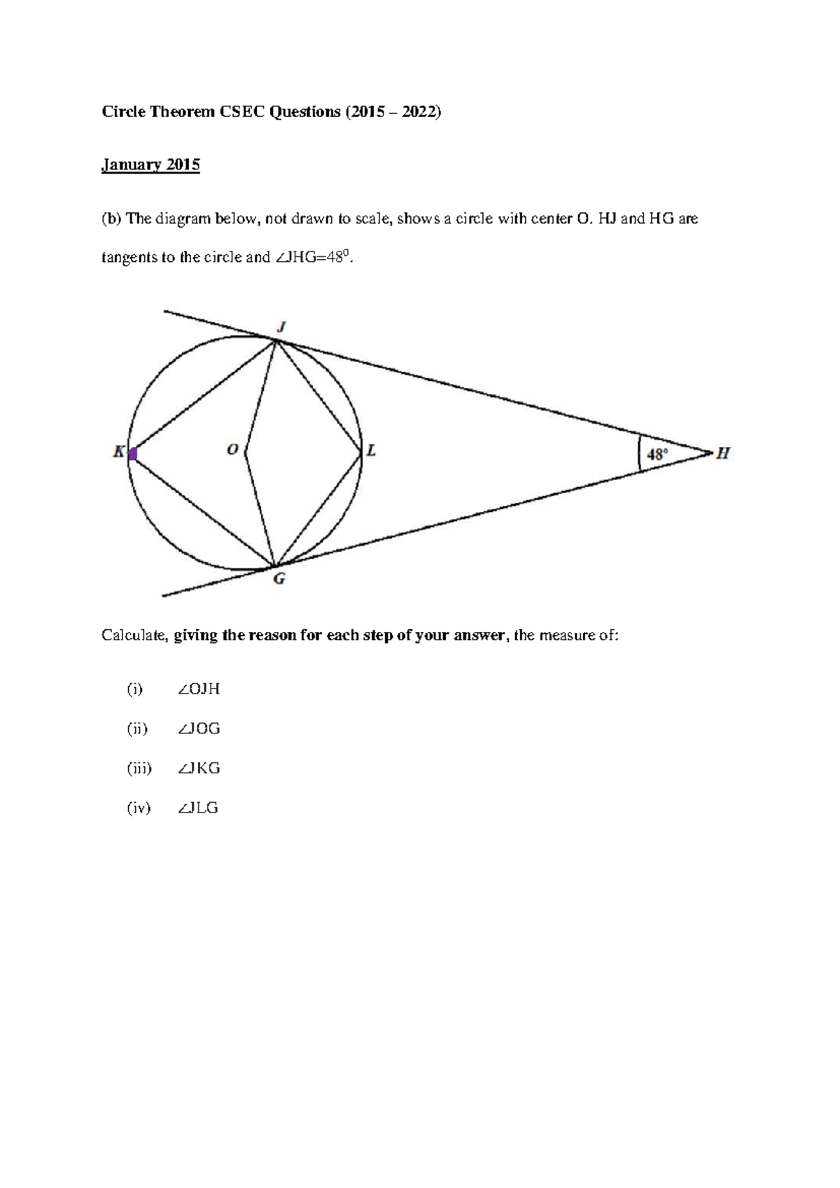 Circle Theorem CSEC Questions (2015-2022) with Solutions - Studocu