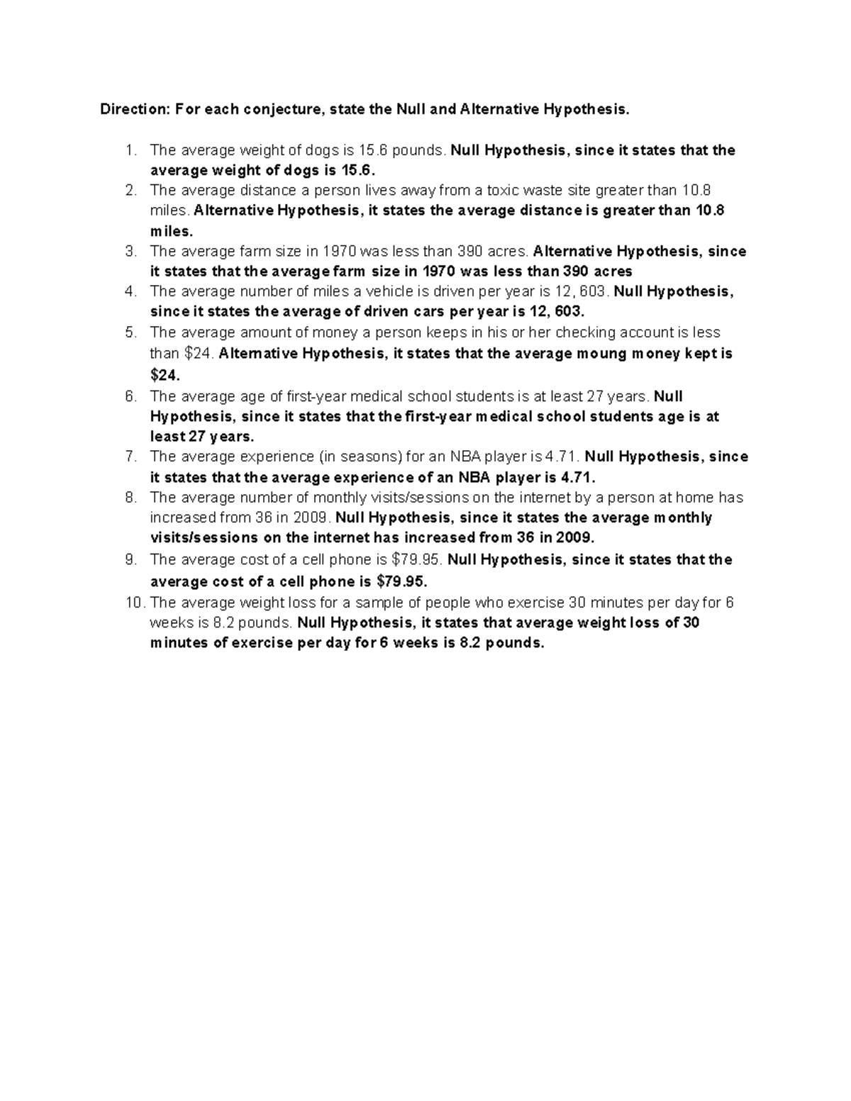 Modern Mathematics - Null and Alternative Hypothesis Example ...