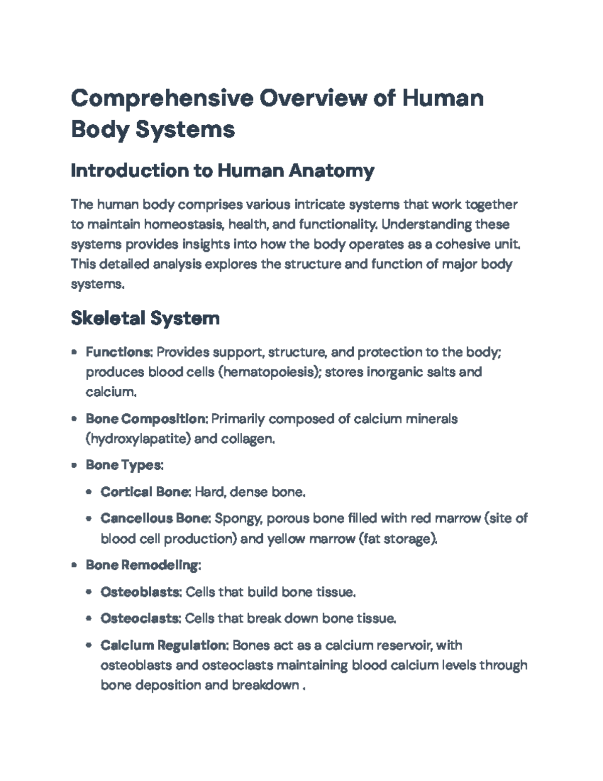 Comprehensive Overview of Human Body Systems (A&P 101 Final Exam ...