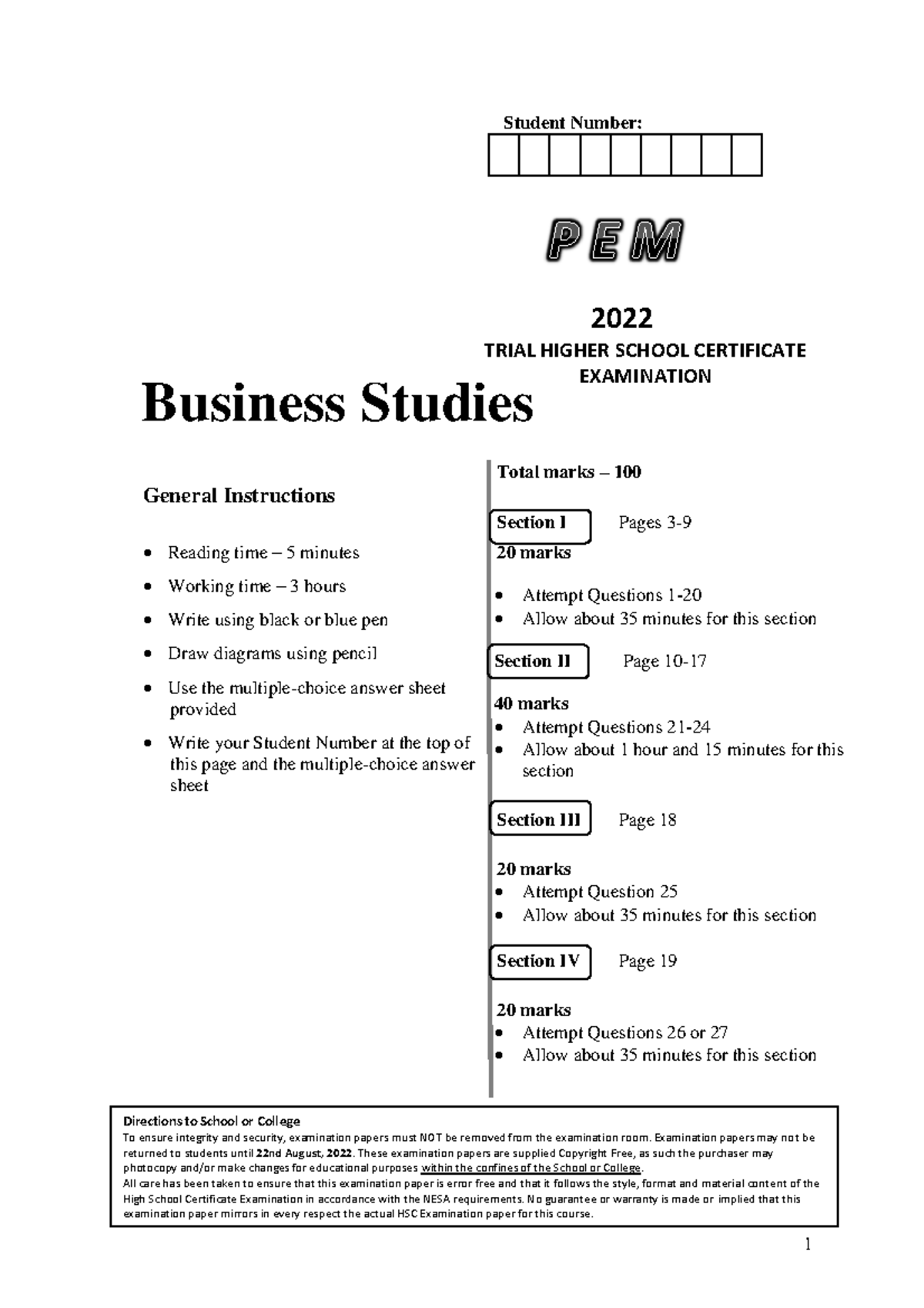 Trial HSC Business Studies Exam 2022 - Questions & Answers - Studocu